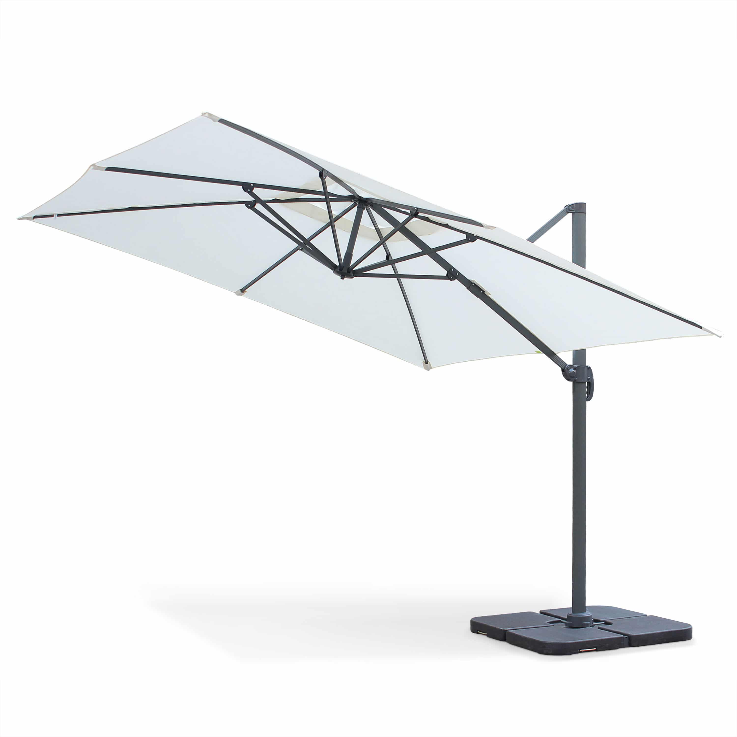 Cantilever Outdoor Umbrella 3x3m in Aluminium Ecru Off-White