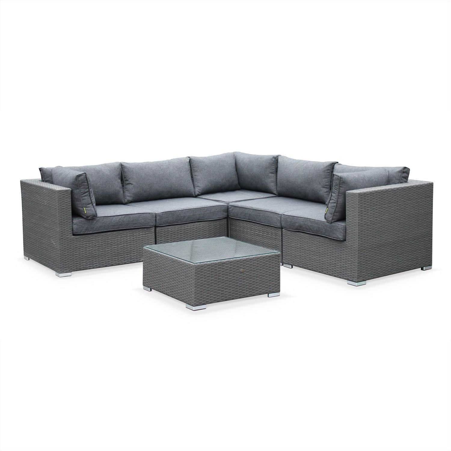 NAPOLI 5 Seater Outdoor Lounge Grey Wicker Grey Cushions
