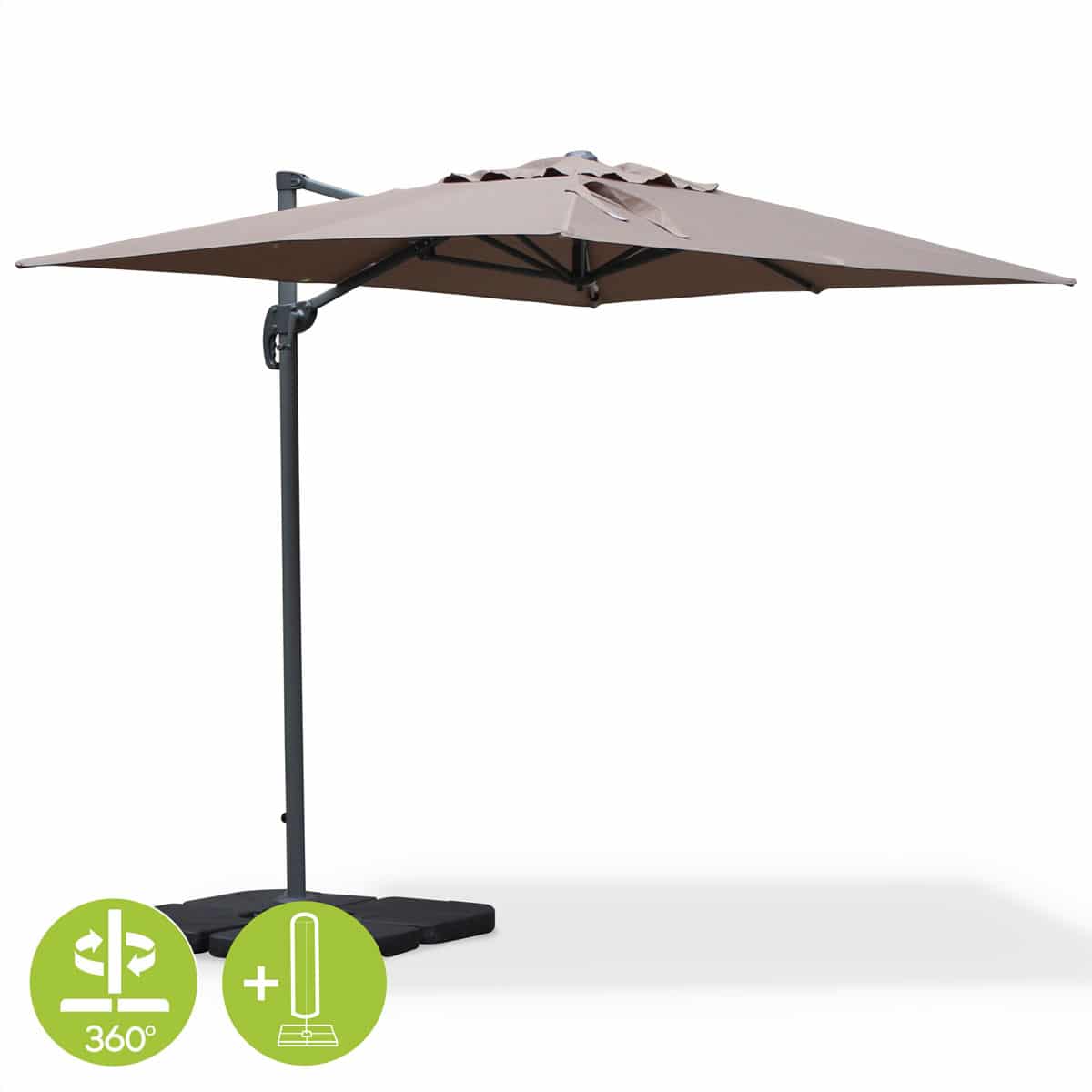 Outdoor Cantilever Umbrella Aluminium 2x3m Taupe (Brown)