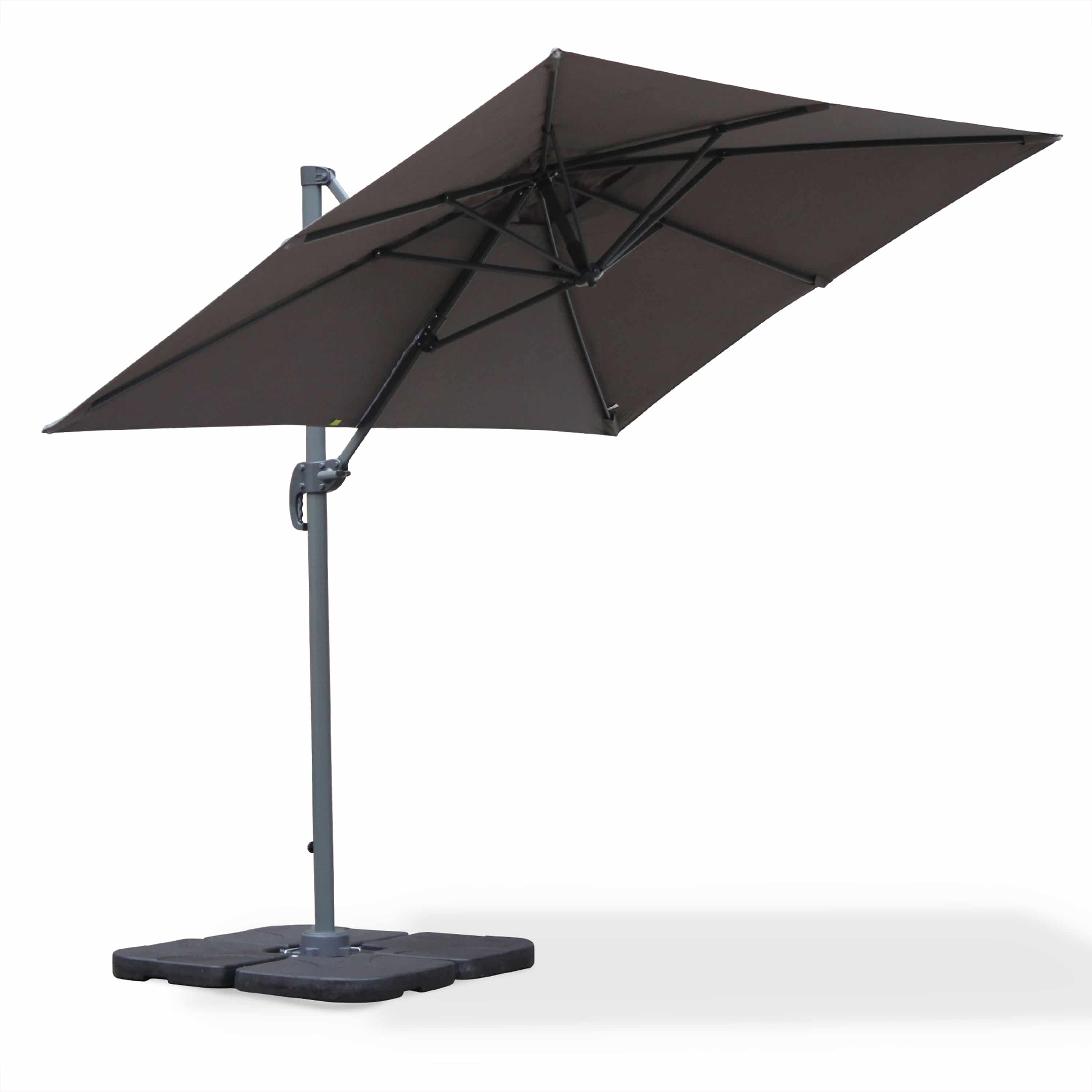 BISCAROSSE 2x3m Aluminium Cantilever Outdoor Umbrella Grey with 360 Rotation Pedal