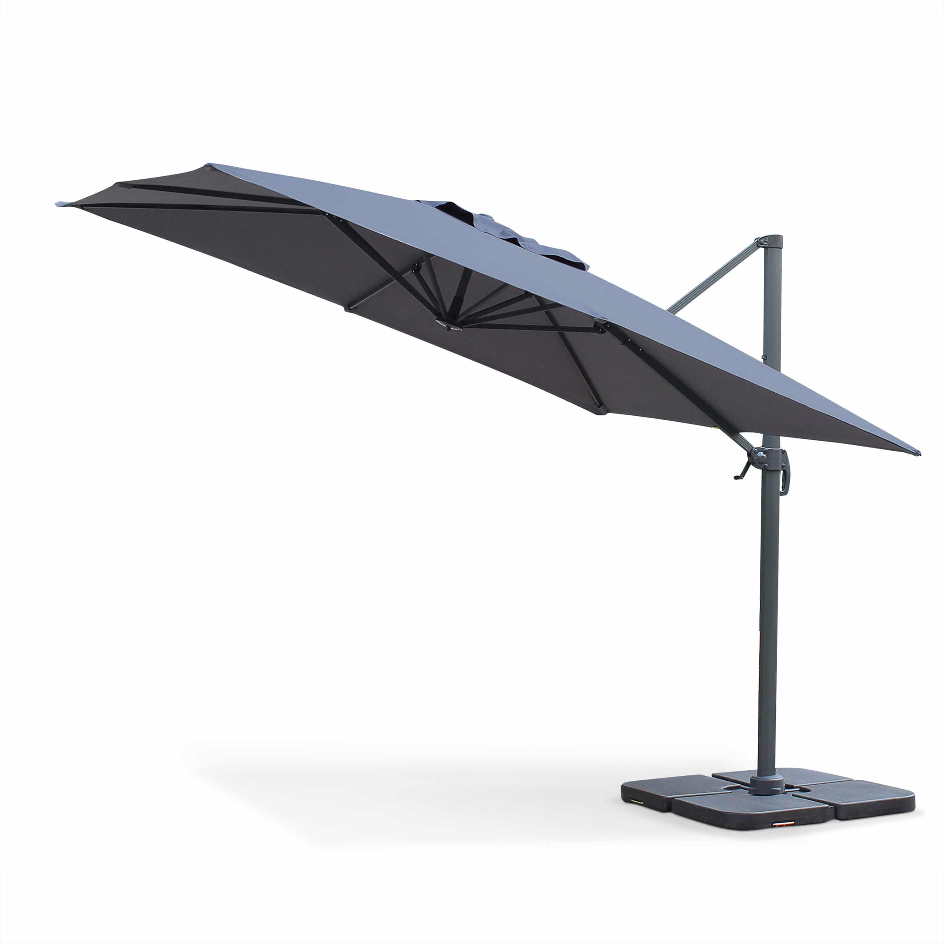 Cantilever Outdoor Umbrella Parasol 3x3m in Aluminium Charcoal Grey Anthracite Grey