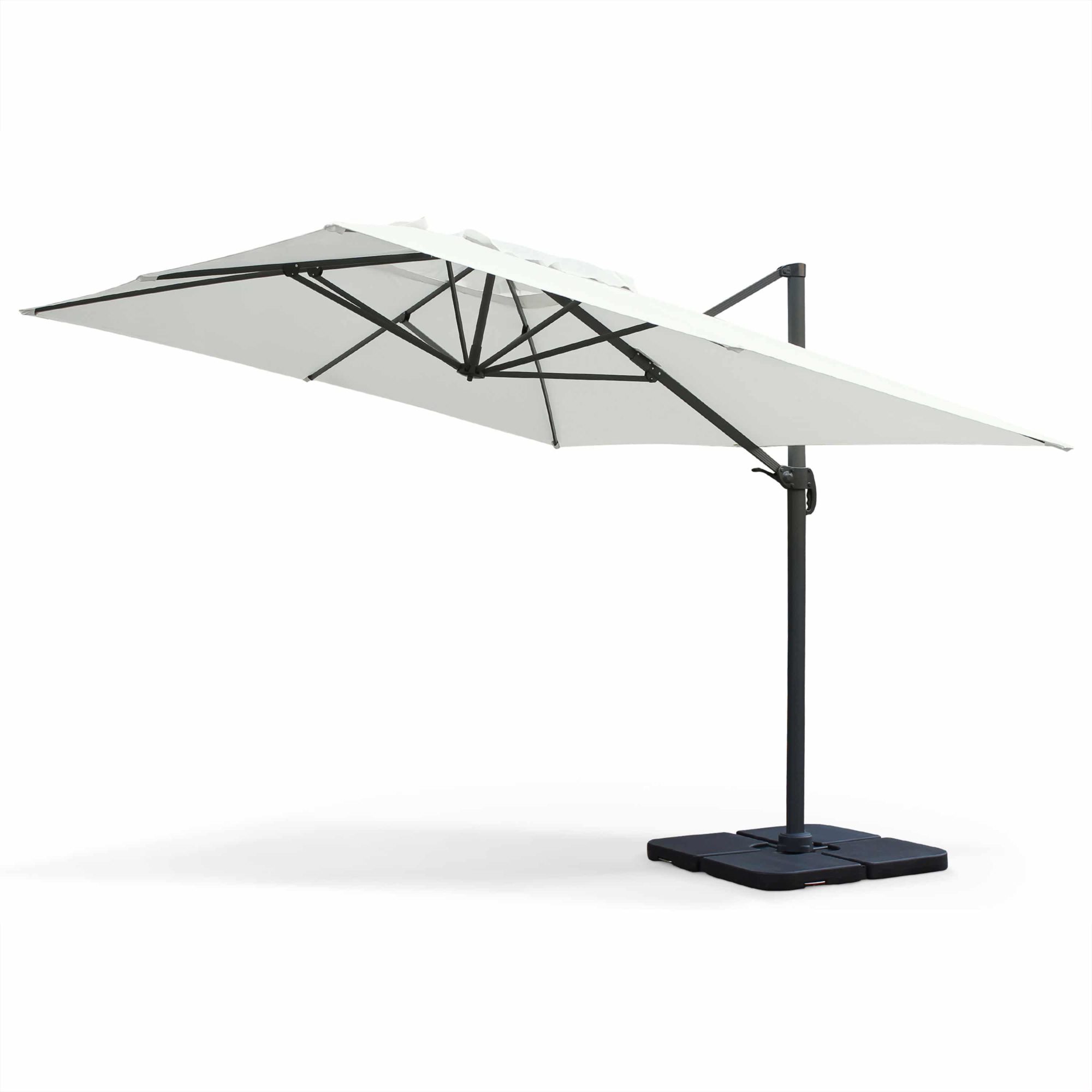 Cantilever Outdoor Umbrella Parasol 3x4m in Aluminium Ecru Off White