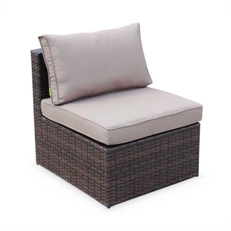 5 Seater Outdoor Lounge Set | Brown Wicker | Brown Cushions | Aluminium Frames