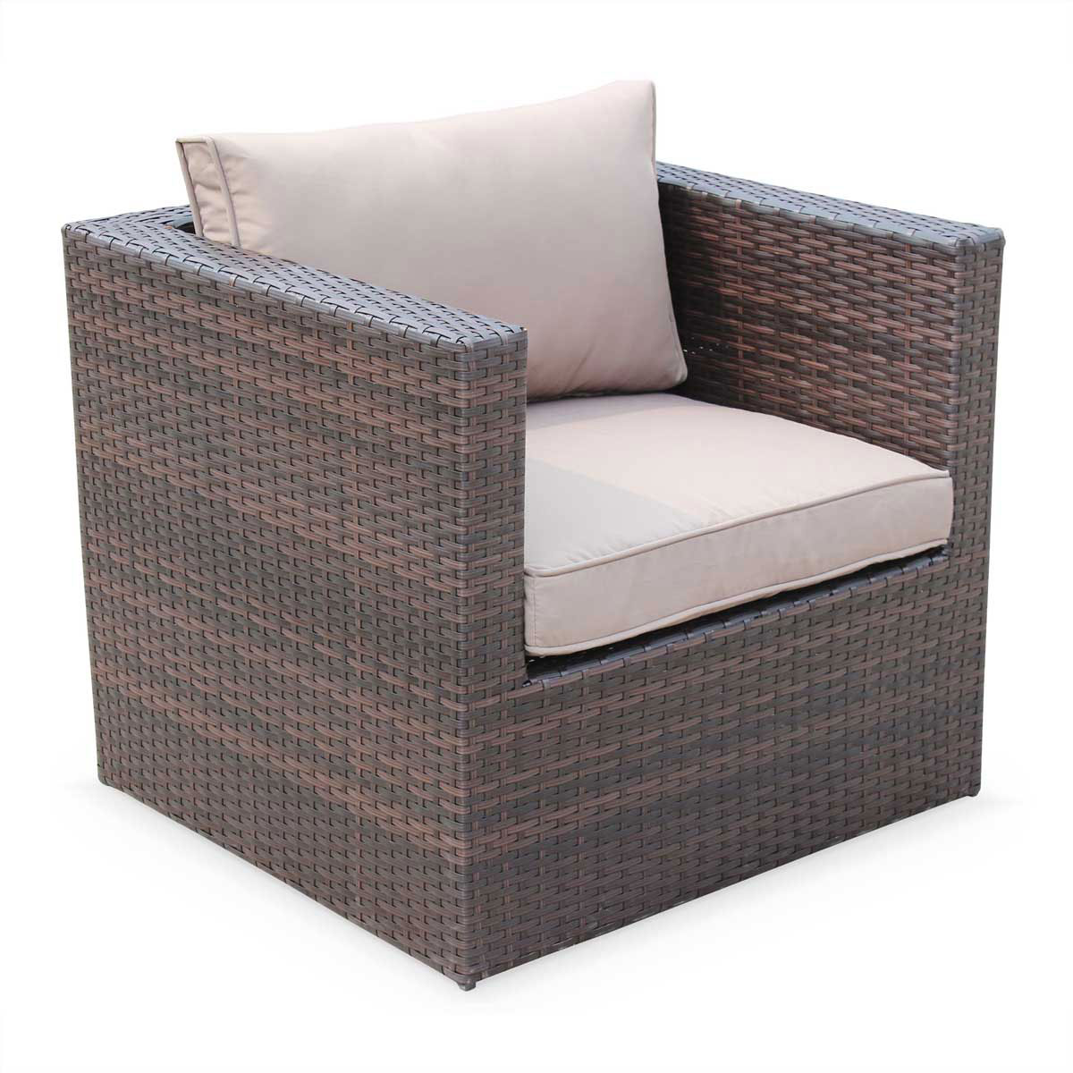 BENITO 5 Seater Outdoor Lounge Set | Brown Wicker | Brown Cushions | Aluminium Frames