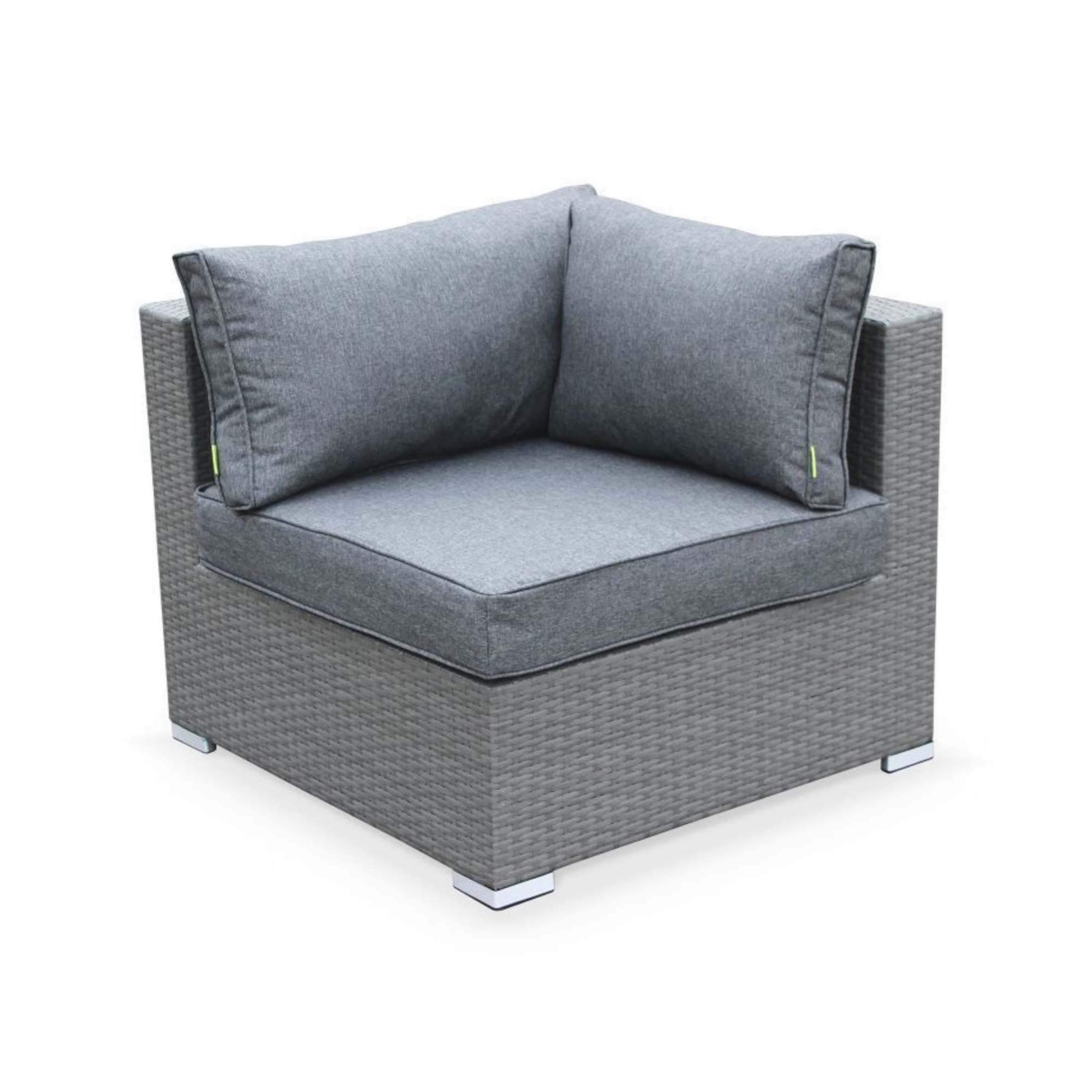 Outdoor Lounge corner sofa Grey Wicker/Grey Cushions Aluminium Frame CALIGARI