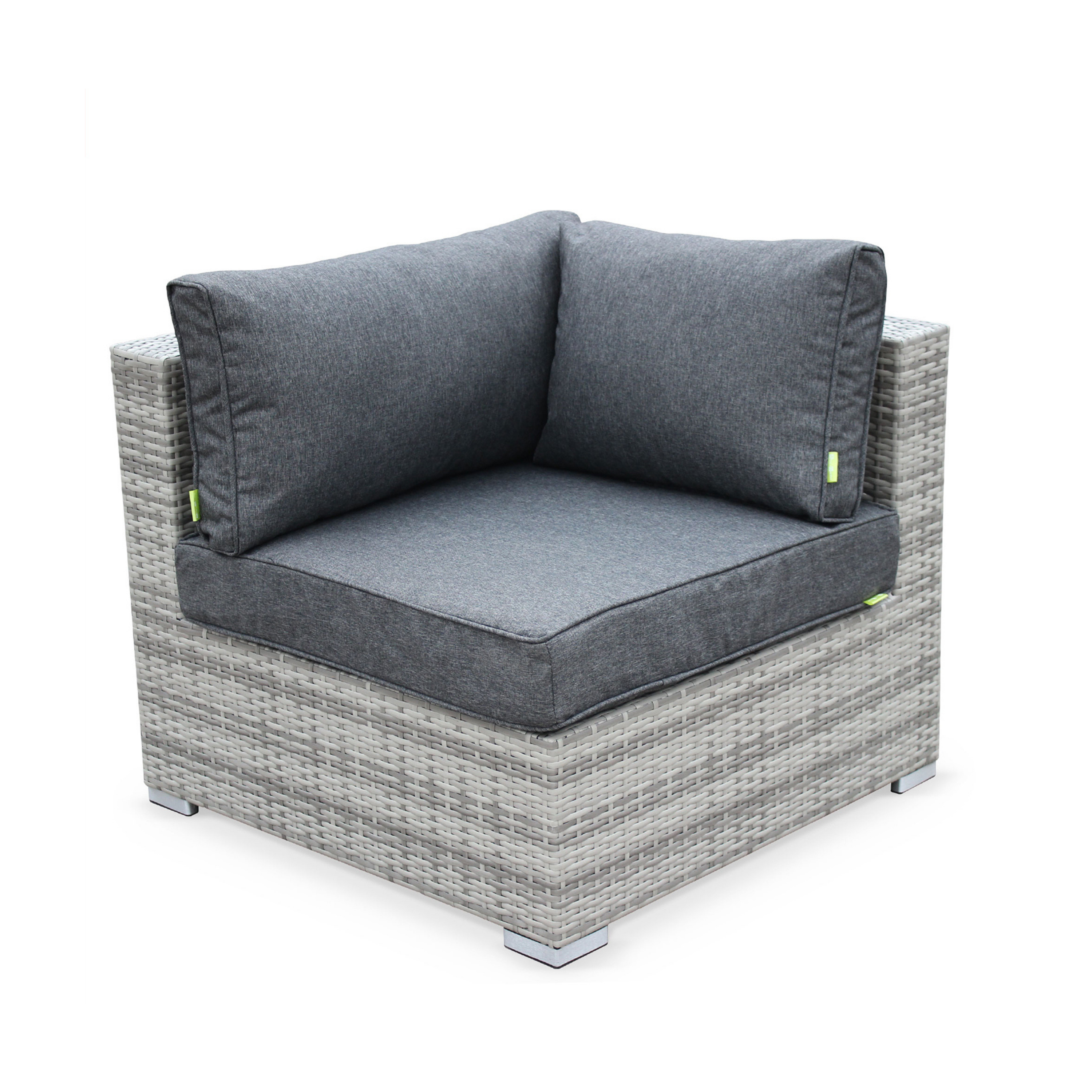 Outdoor Lounge corner sofa Mixed Grey Wicker/Grey Cushions Aluminium Frame CALIGARI