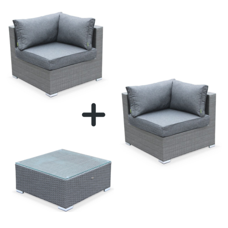 Outdoor lounge 2 seats with table grey/grey