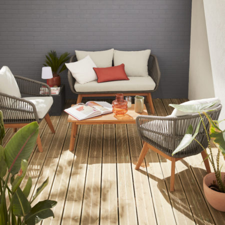 Rosario outdoor lounge rope and acacia