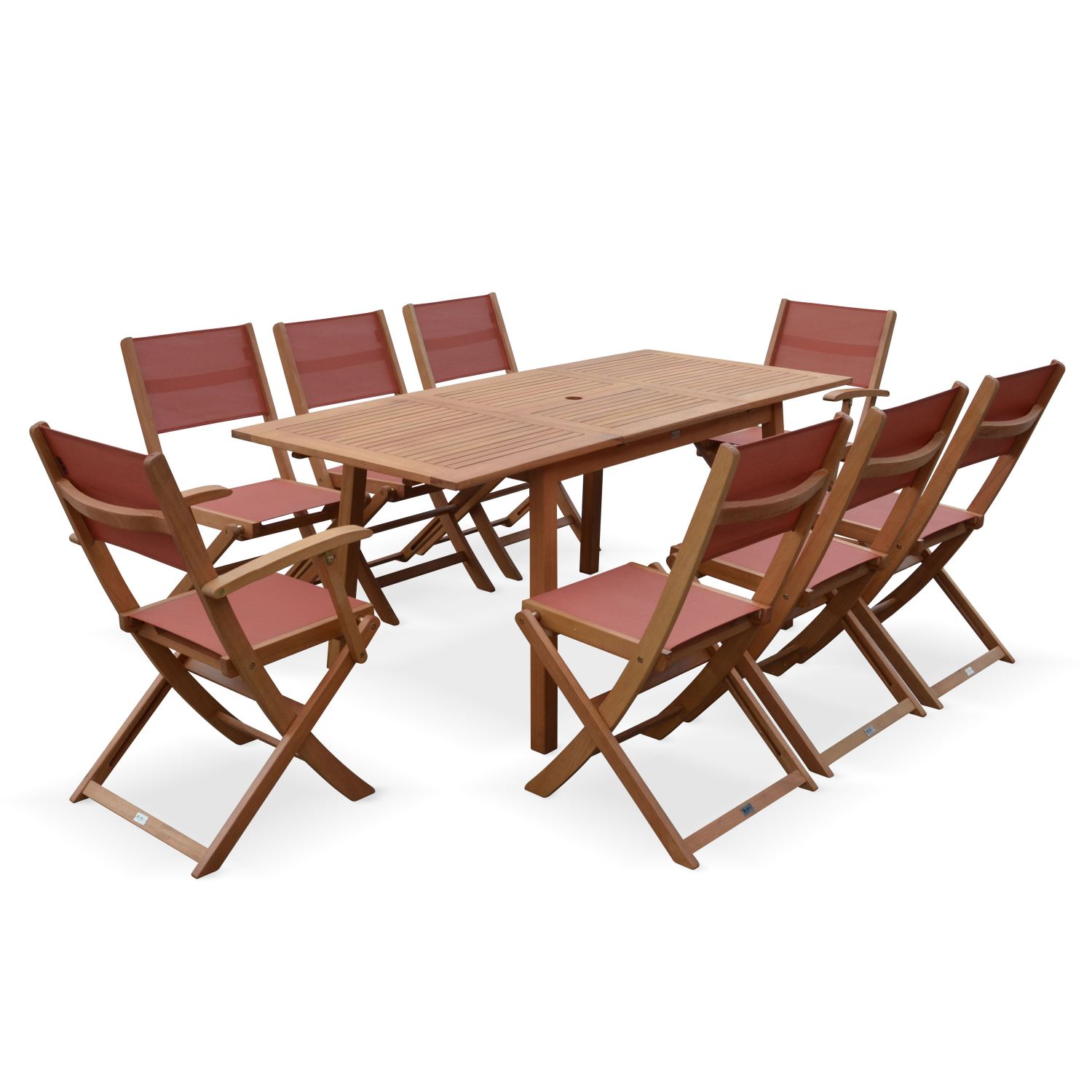 Almeria 6-8 seater outdoor wood dining set extending