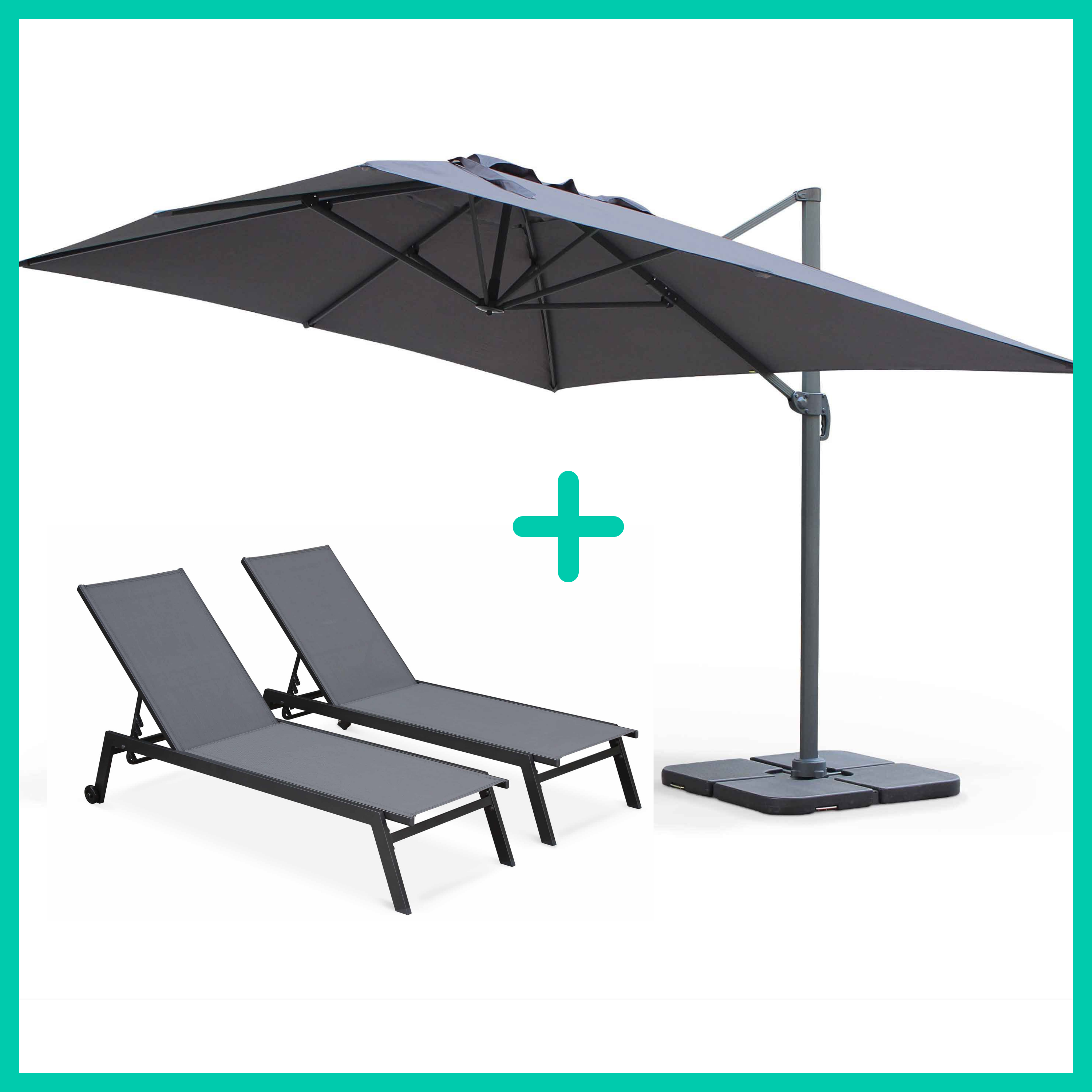 Bundle umbrella and sun loungers