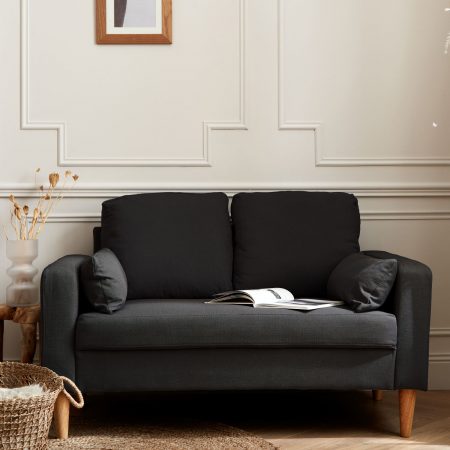 Sofa Lounge 2 Seater, Wooden Legs - BJORN - Dark Grey