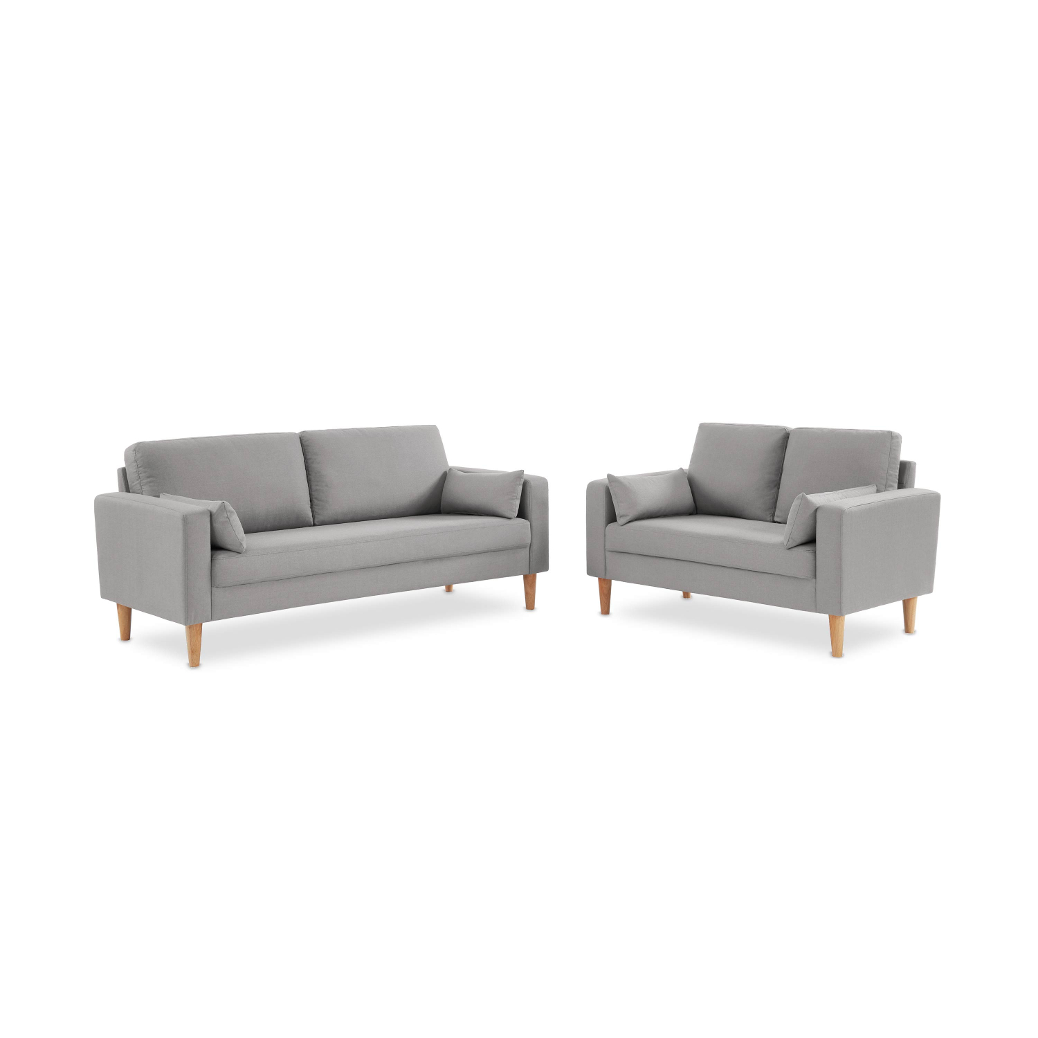 Sofa Lounge 3 Seater, Wooden Legs - BJORN - Light Grey
