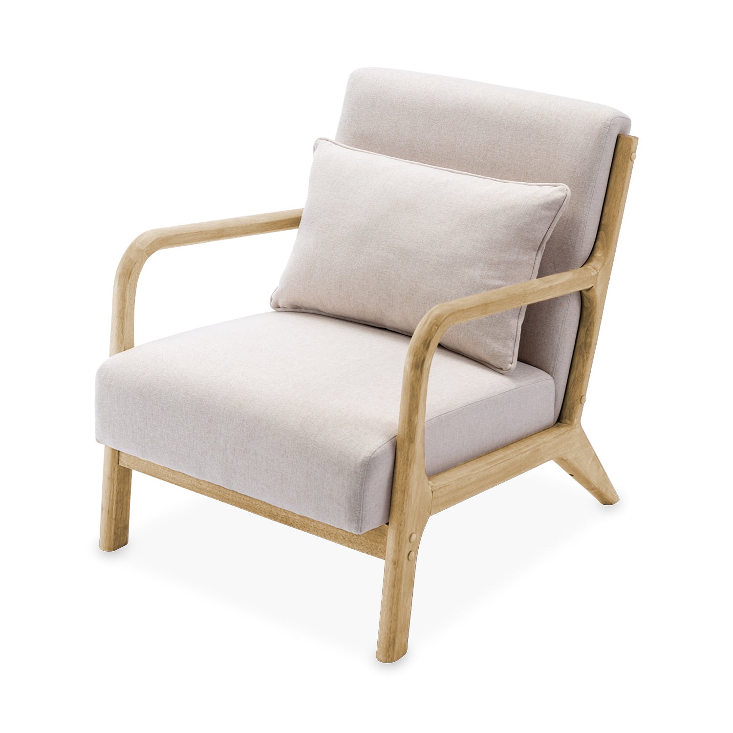 Wooden armchair Beige - LORENS
