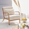 Boucle Armchair with Wooden Frame - LORENS - White Boucle