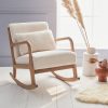 Boucle Rocking Armchair with Wooden Frame - LORENS - Rocking Chair BOUCLE