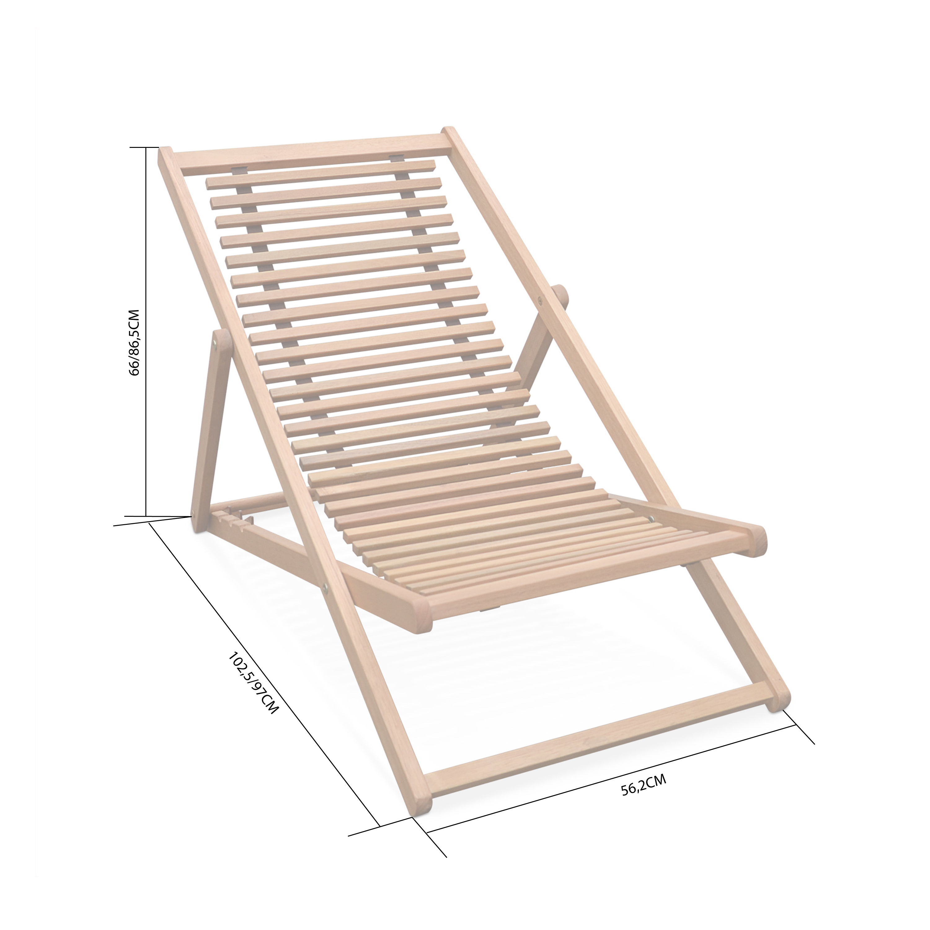 BILBAO Set of 2x Slatted Wood Deck Chairs