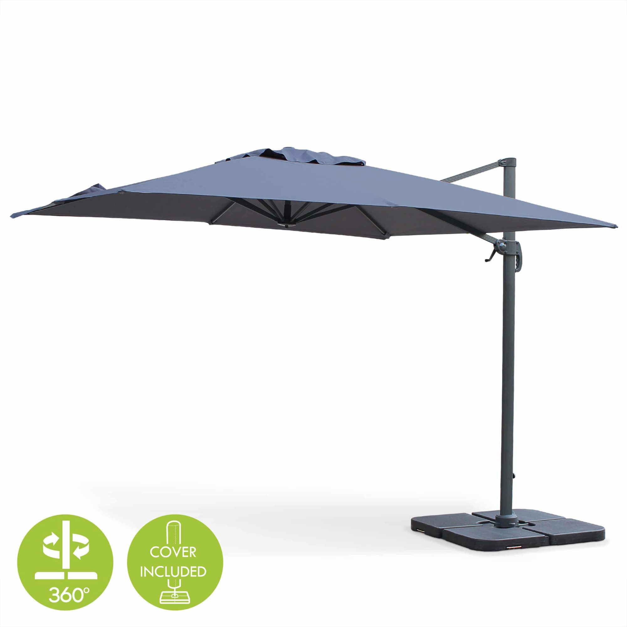 Cantilever outdoor umbrella aluminium grey
