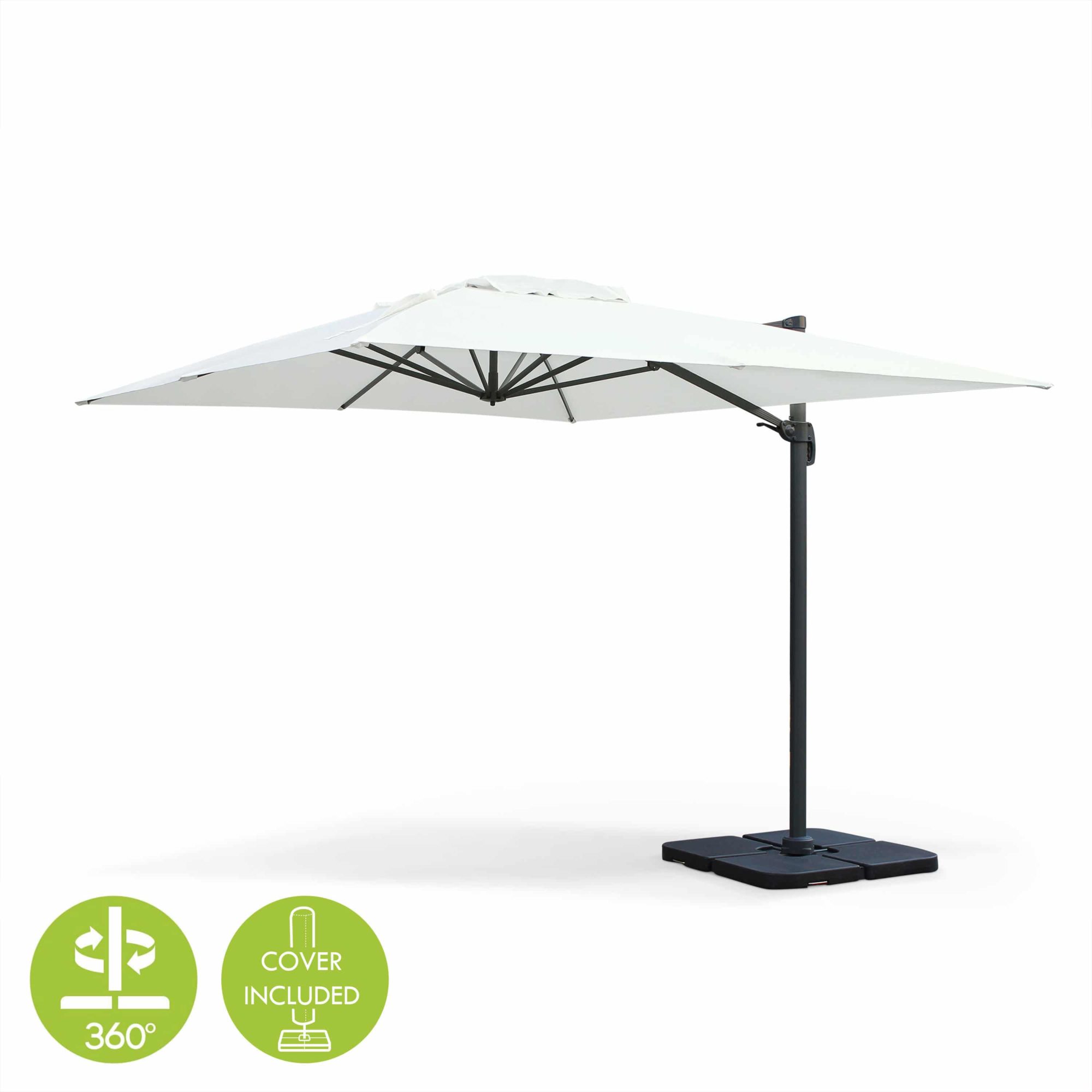 Rectangular Cantilever outdoor umbrella 3x4m aluminium ecru off-white
