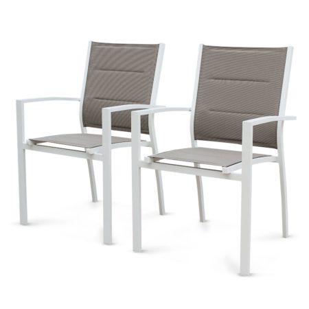 CHICAGO Set of 2 Aluminium Armchairs White/Taupe